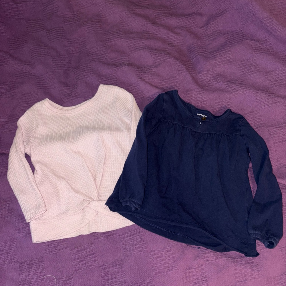 Pink and Navy Long Sleeve Tops